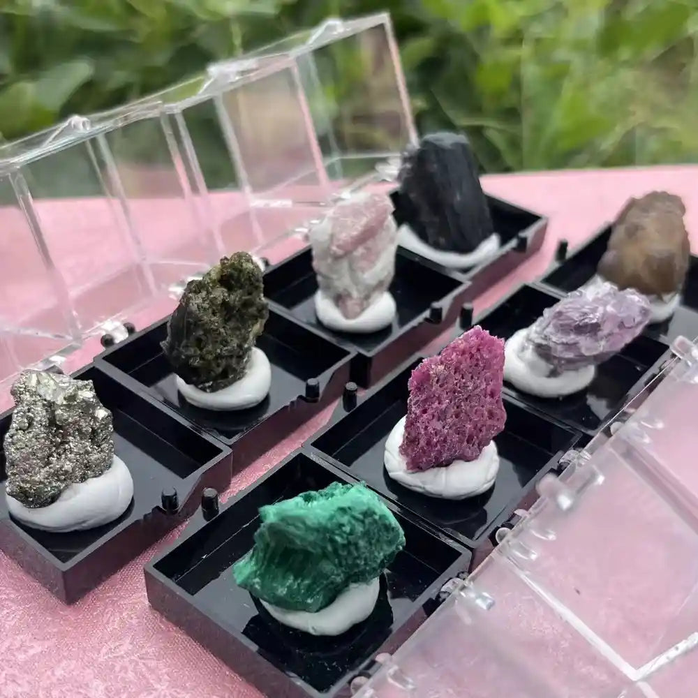 Natural Crystal Mineral Display Box with Sturdy Base Quartz - Pedlar's Attic