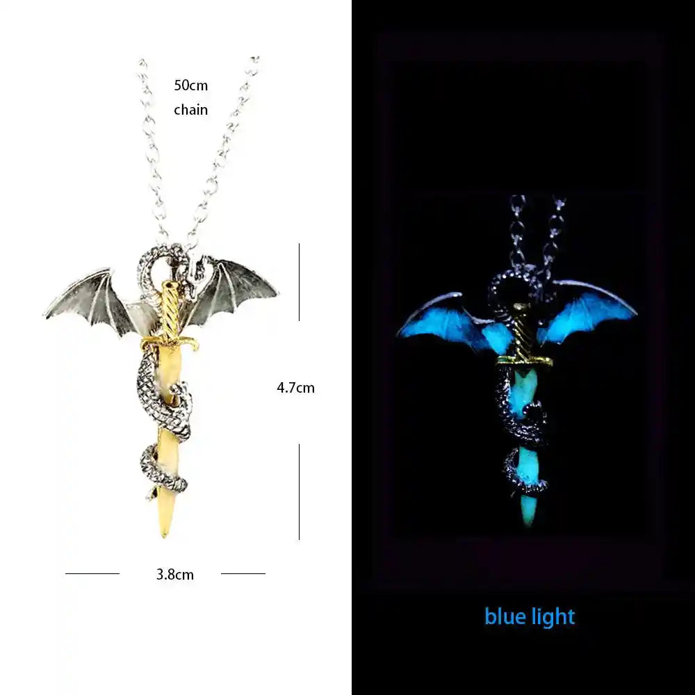Luminous Alloy Dragon Pendant Glowing Necklace - Pedlar's Attic