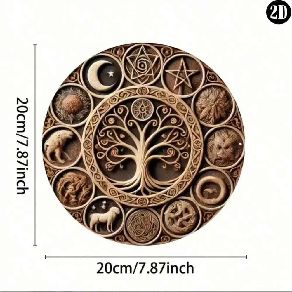 Zodiac Natural Symbols Plaque, Witchcraft Pagan Home Bar Decor, Ideal Holiday Gift for Cafe Garage