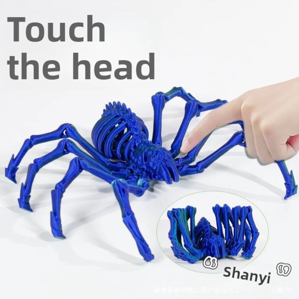 3D - Printed Large Spider Toy Movable Joints Flexible Stretch Design Scary Ornament for Party Deco Home Decor Novelty Toys