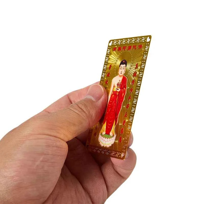 Collection Tibetan Buddhism Exquisite Copper Card Amulet Thangka Fortune Card Buddha Safe And Good Luck Card Gift