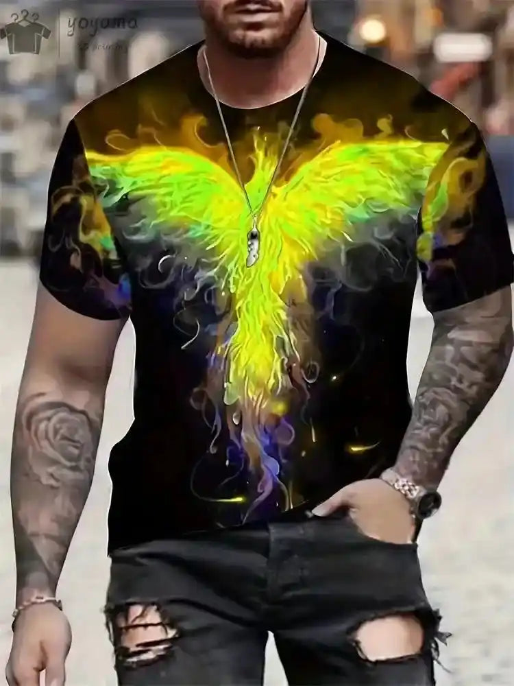 Fire & Scales – Dragon & Phoenix 3D Print Unisex Tee