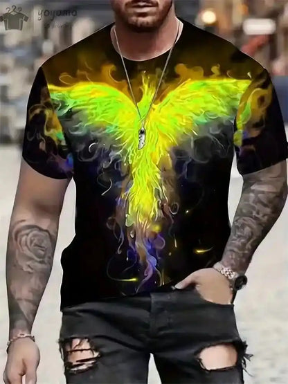 Fire & Scales – Dragon & Phoenix 3D Print Unisex Tee