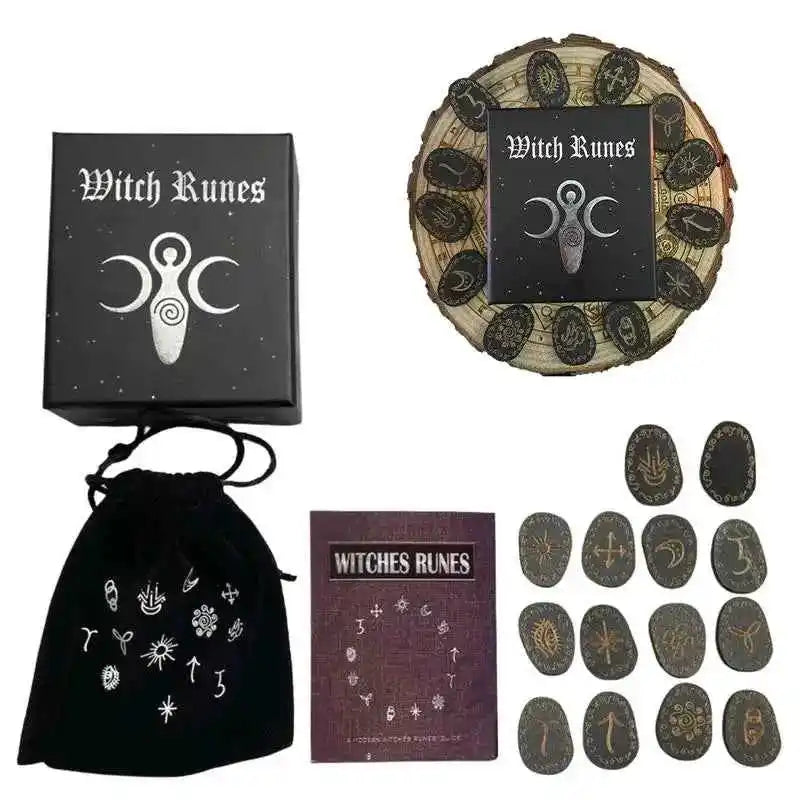 Wood Runes Stone Set Divination Runestones - Pedlar's Attic