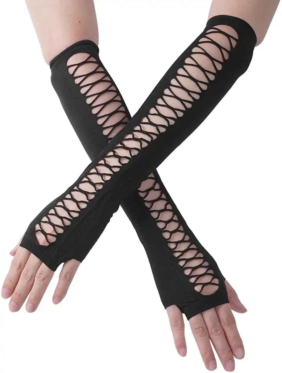 All the Way Up — Black Fingerless Elbow Gloves