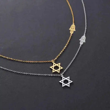 Personalized Star of David Hamsa Necklace for Women Men Gold Color Magen David Religious Jewish Star Jewelry Gifts - Pedlar's Attic