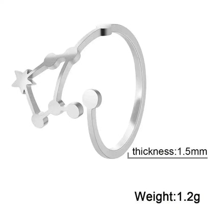 COOLTIME Zodiac Constellation Ring - Adjustable Stainless Steel Jewelry for Your Sign - Ideal Gift for Astrology Lovers - Pedlar's Attic
