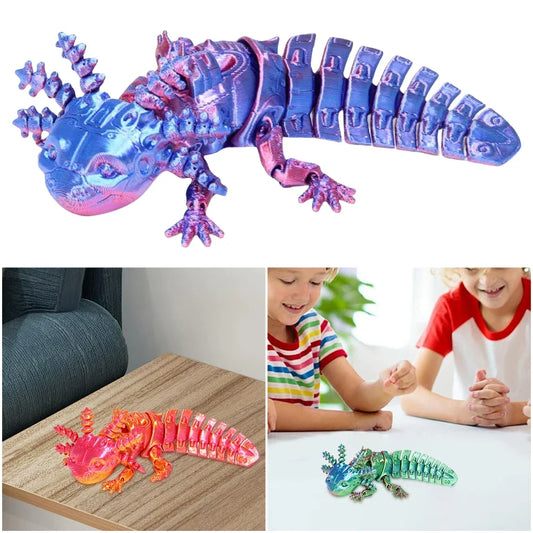 3D Printed Axolotl Toy Collectible Articulated Mechanical Axolotl Figurine 3D Printed Animal for Stress Relief Home Decor