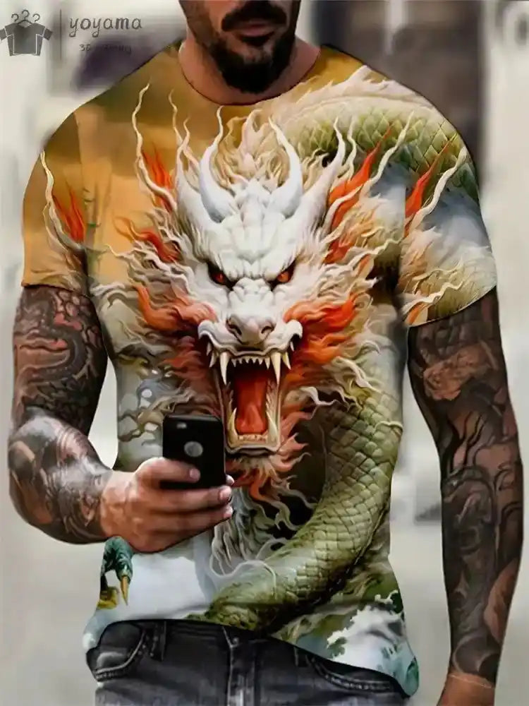 Fire & Scales – Dragon & Phoenix 3D Print Unisex Tee