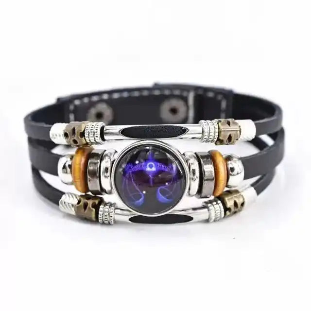 Zodiac Constellation Luminous Leather Bracelet — All 12 Signs