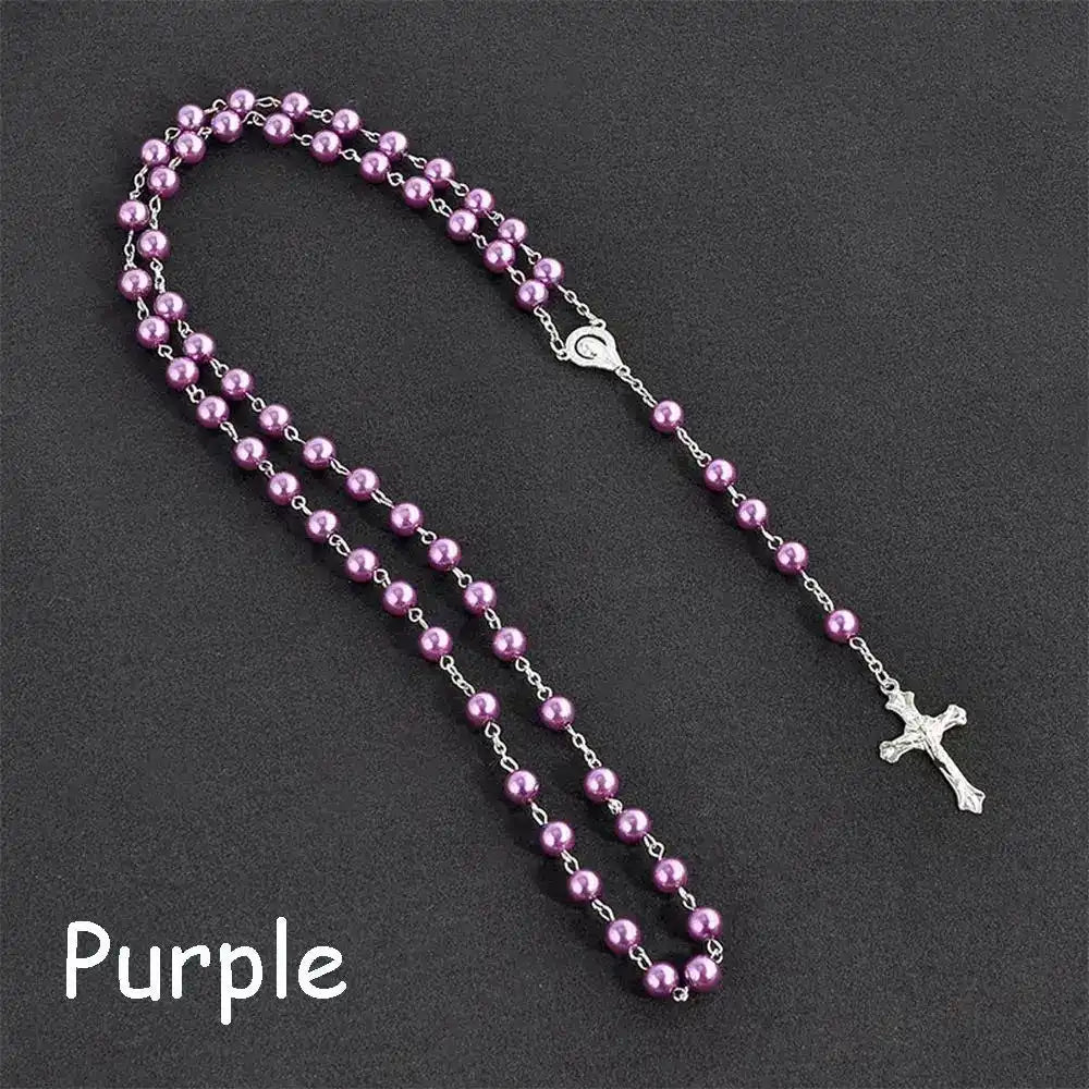 The Sacred Thread — Vintage Rosary Bead Cross Necklace