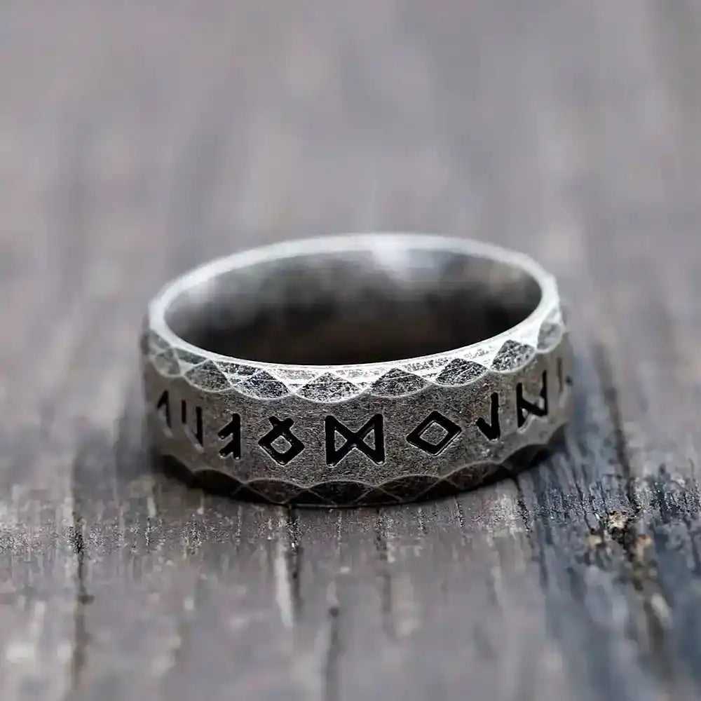 Viking Rune Ring — Stainless Steel Norse Amulet Band