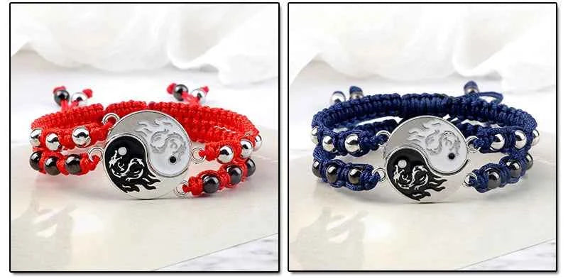 2Pcs/set Dragon Tai Chi Gossip Braided Bracelets lots of styles
