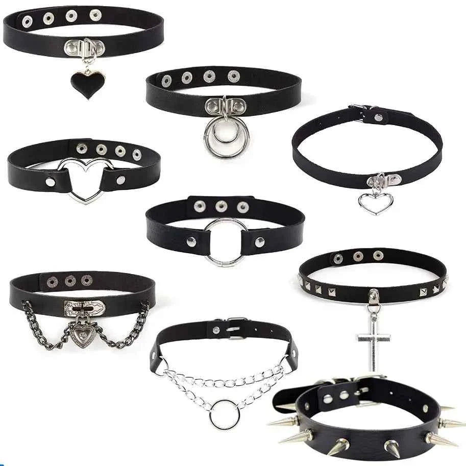 Woman Black Punk Choker Collars Necklaces huge variety