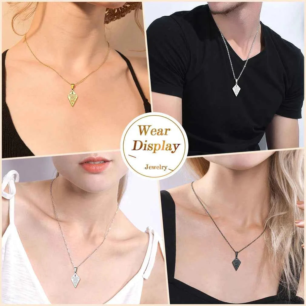 ChainsPro Stainless Steel 7pcs/ Set Seven Archangels Puzzle Necklaces Sigil Talisman Unisex Jewelry Set Gift for BFF Family