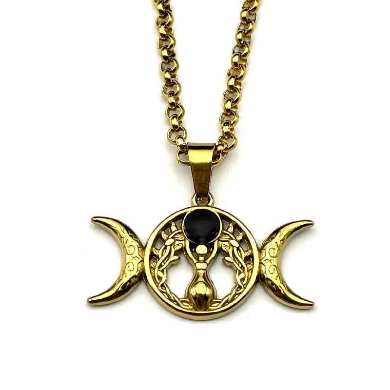 Triple Moon Goddess Necklace