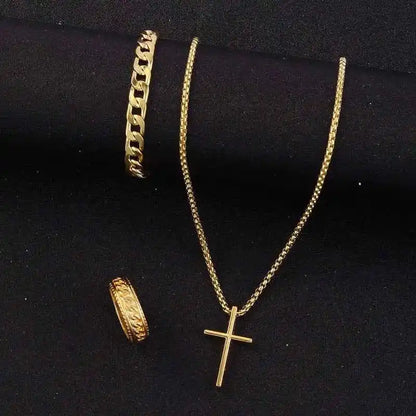 3pcs/set Punk Black Cross Pendant Necklace - Pedlar's Attic