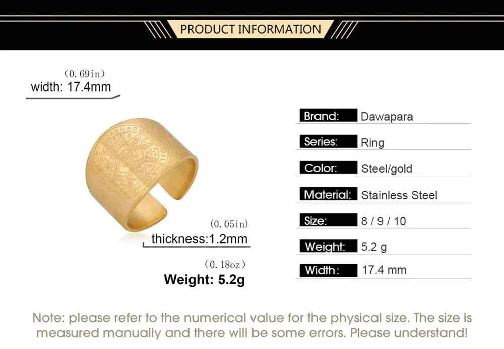 Dawapara Enochian Magic Angel Ring Solomon Kabbalah Protection Amulet Stainless Steel Hexagram Triangle Religious Jewelry