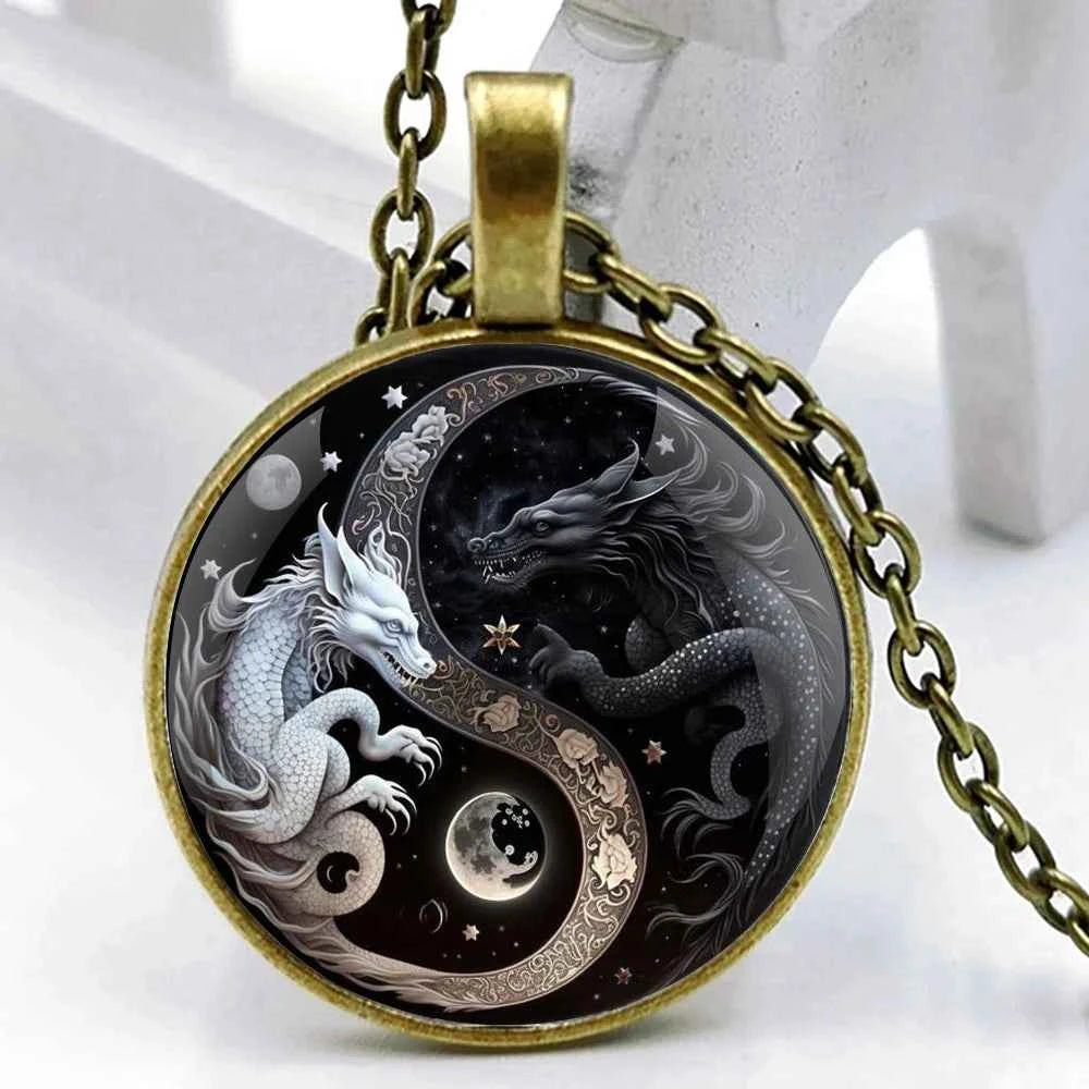 Retro Yin and Yang Dragon Design