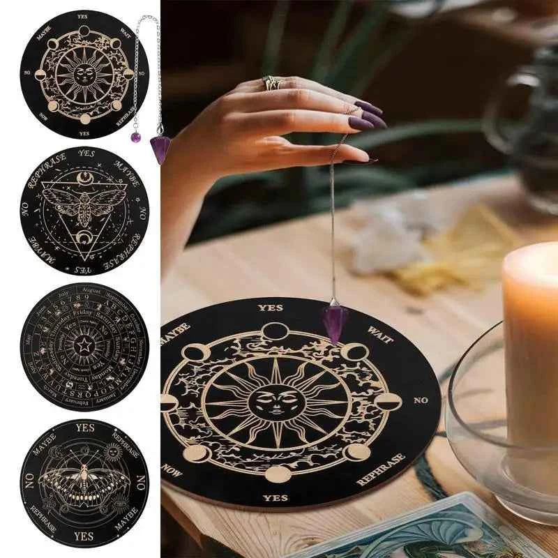 Star Pendulum Board Dowsing Divination Board Decision Maker Planchette Ouija Board Game Energy Carven Plate Witch Crafts