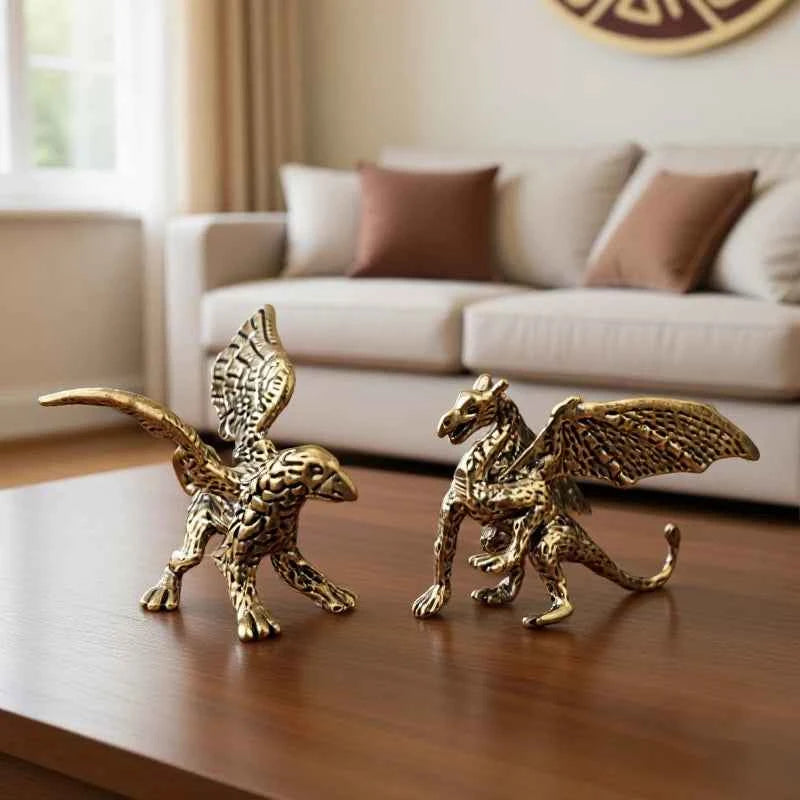 Brass Dragon Small Statue Desktop Ornament