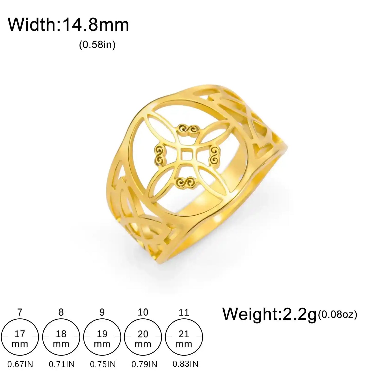 Witch Knot Rings for Women Men Stainless Steel Vintage Amulet Finger Ring - Pedlar's Attic