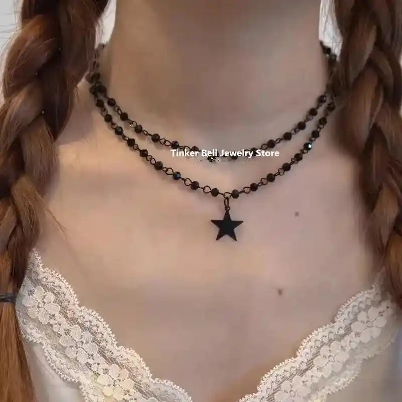 Black Star Cross, Red Heart Pendant, Ghost Claw Choker, Chain Necklace, Goth Vintage Grunge EMO Accessories - Pedlar's Attic