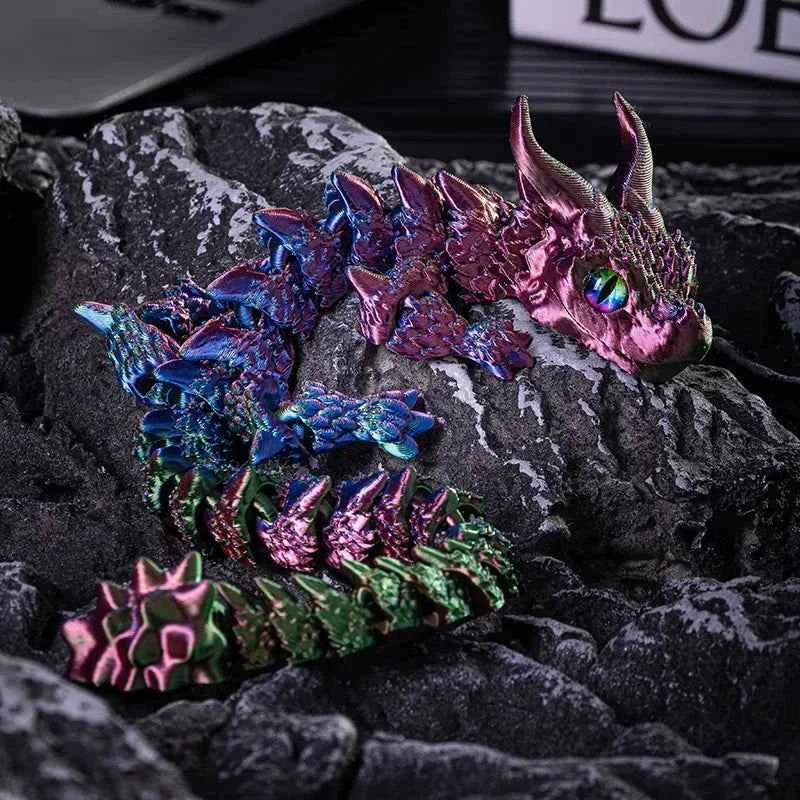 3D Printed Magic Dragon Movable Joint  Toy Rotatable Articulated Office Desktop Ornament Adults Kid Toy Crafts Gift - Pedlar's Attic