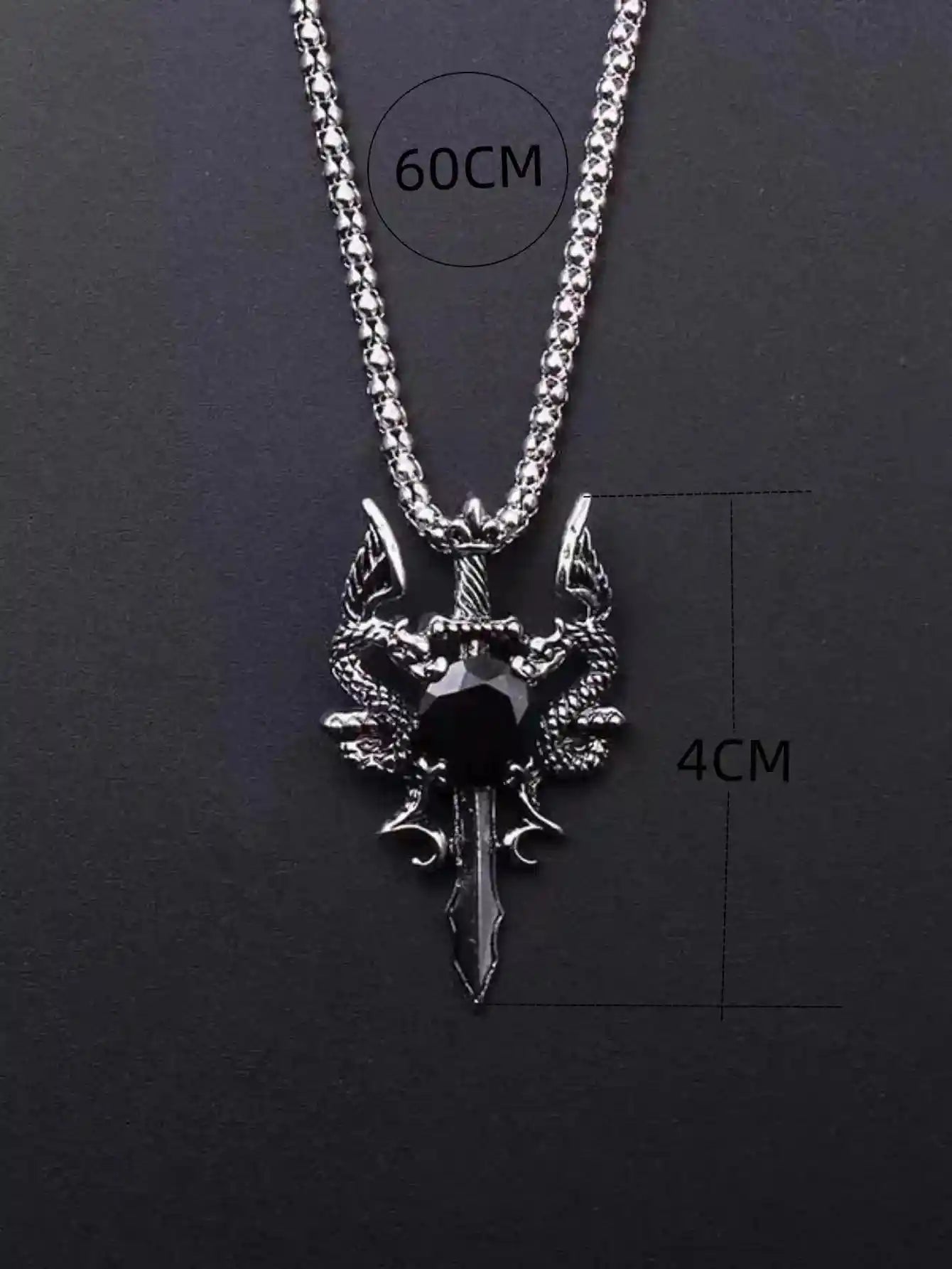 Gothic Style Ancient Silver-color Evil Dragon Gem Pendant Necklace - Pedlar's Attic