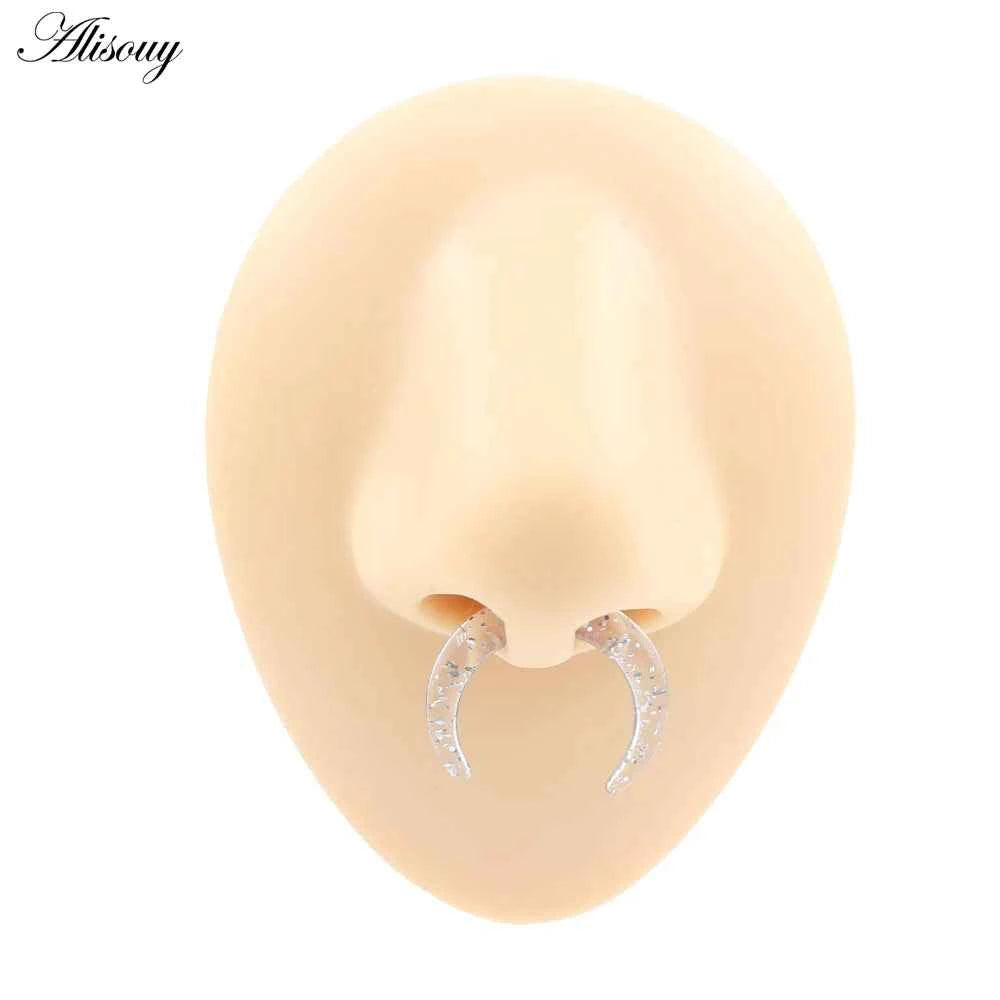 2pcs Acrylic C Sahpe Buffalo Horn Ear Pincher Septum Rings Piercing Black Ear Taper Stretcher Expander Body Jewelry 1.6mm-16mm