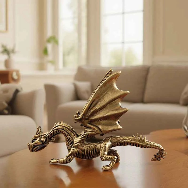 Brass Dragon Small Statue Desktop Ornament