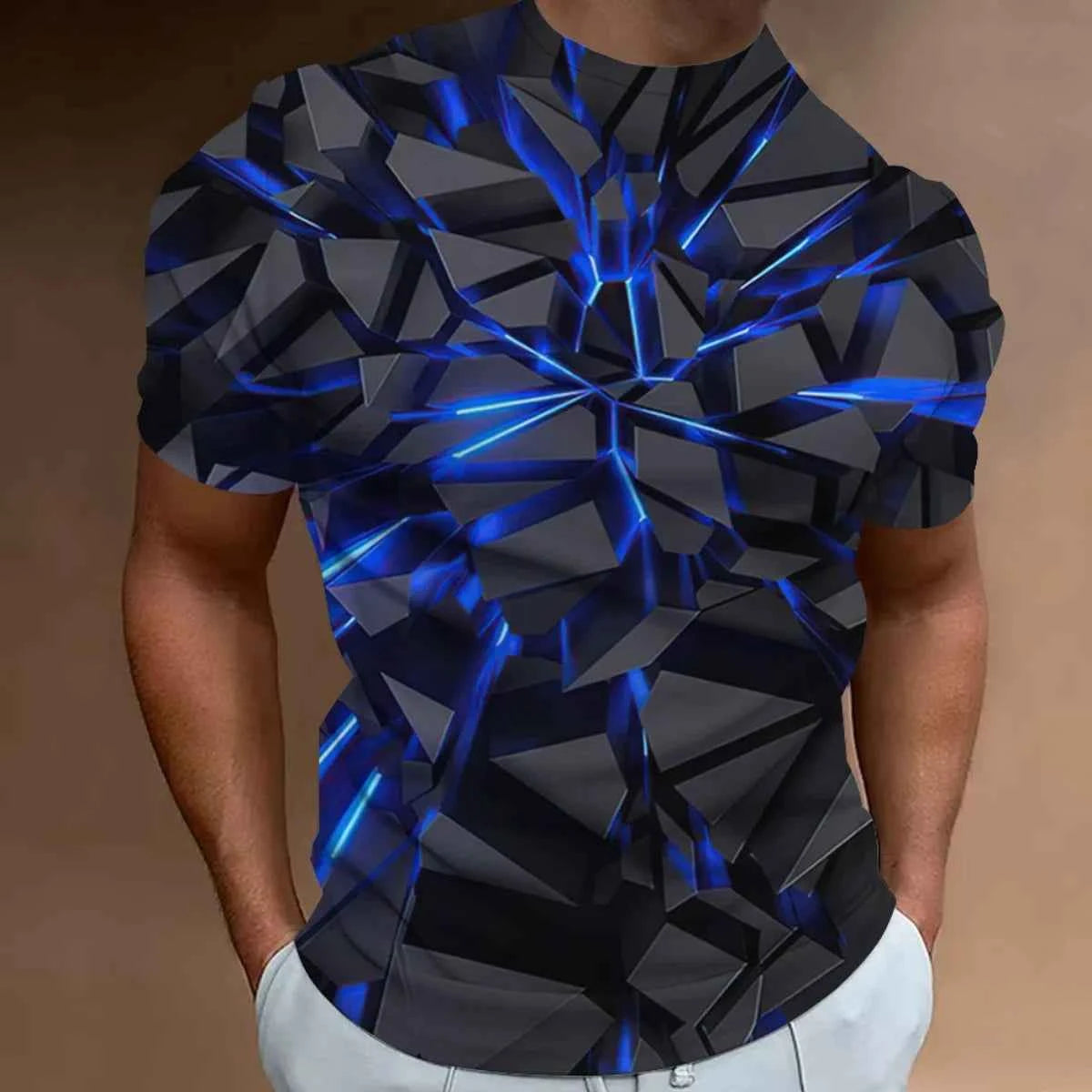 Fashion T-Shirts For Men 3d Line Printed