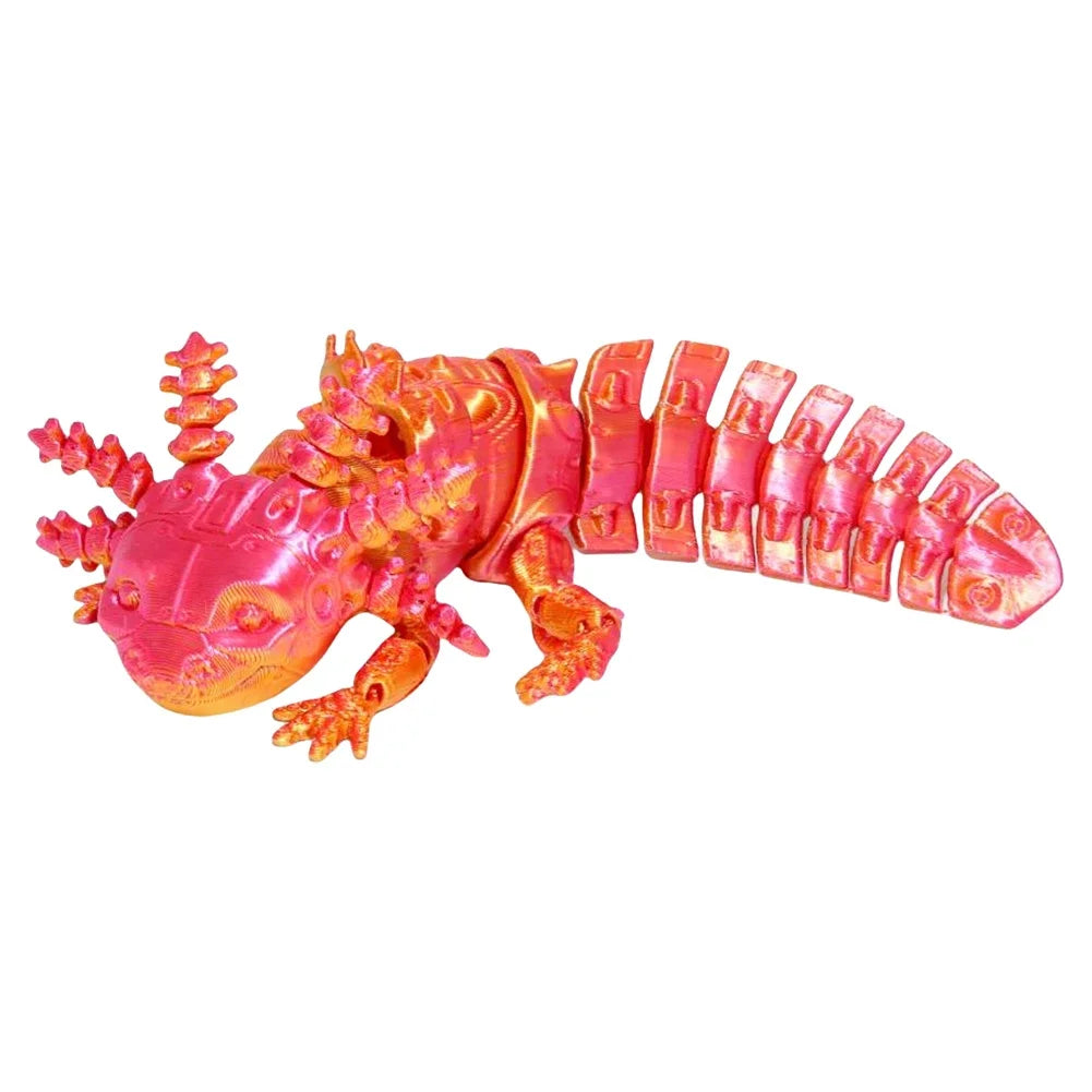 3D Printed Axolotl Toy Collectible Articulated Mechanical Axolotl Figurine 3D Printed Animal for Stress Relief Home Decor