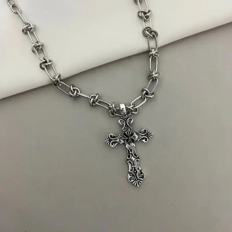 The Retro Relic — Vintage Cross Punk Chain Necklace