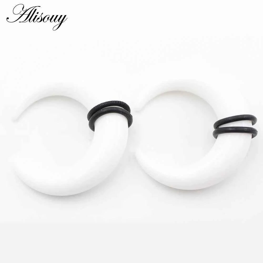 2pcs Acrylic C Sahpe Buffalo Horn Ear Pincher Septum Rings Piercing Black Ear Taper Stretcher Expander Body Jewelry 1.6mm-16mm