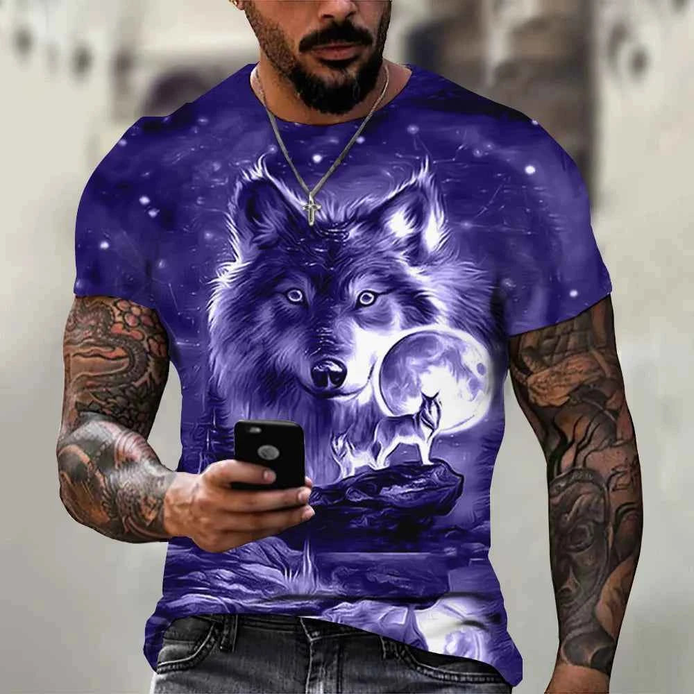 3D Wolf Print Harajuku Men's T-shirts 4