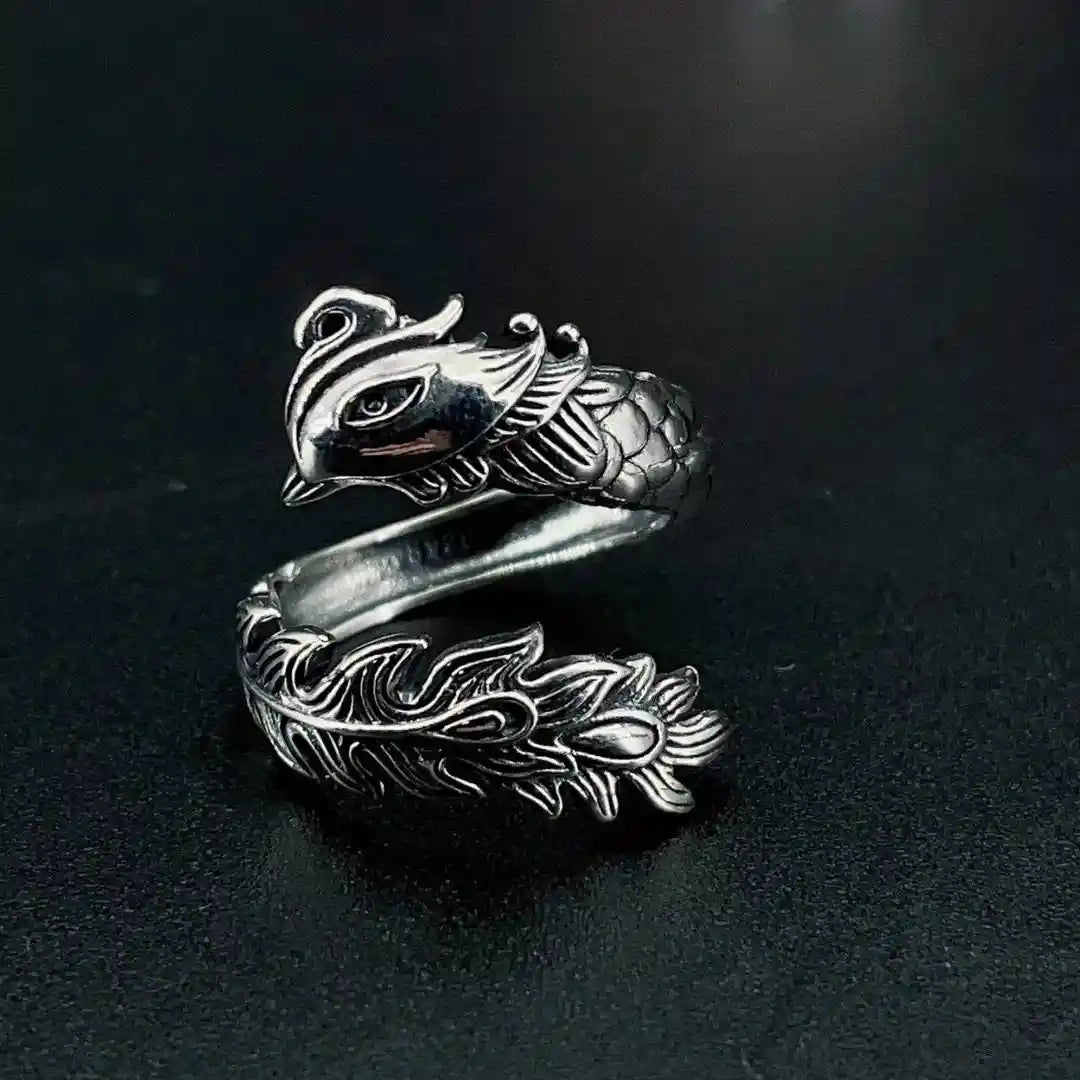 Vintage Chinese Style . Dragon and Phoenix Auspicious Ring - Pedlar's Attic