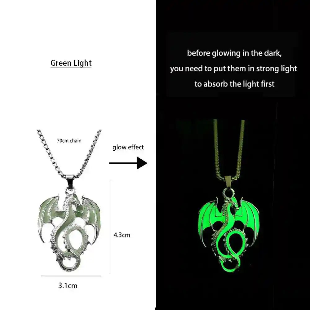 Luminous Alloy Dragon Pendant Glowing Necklace - Pedlar's Attic