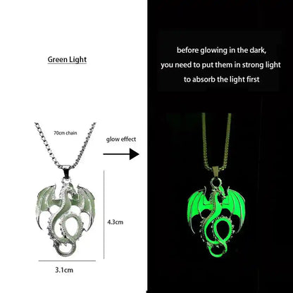 Luminous Alloy Dragon Pendant Glowing Necklace - Pedlar's Attic