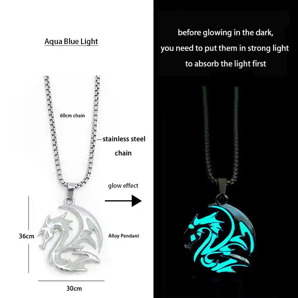 Luminous Alloy Dragon Pendant Glowing Necklace - Pedlar's Attic
