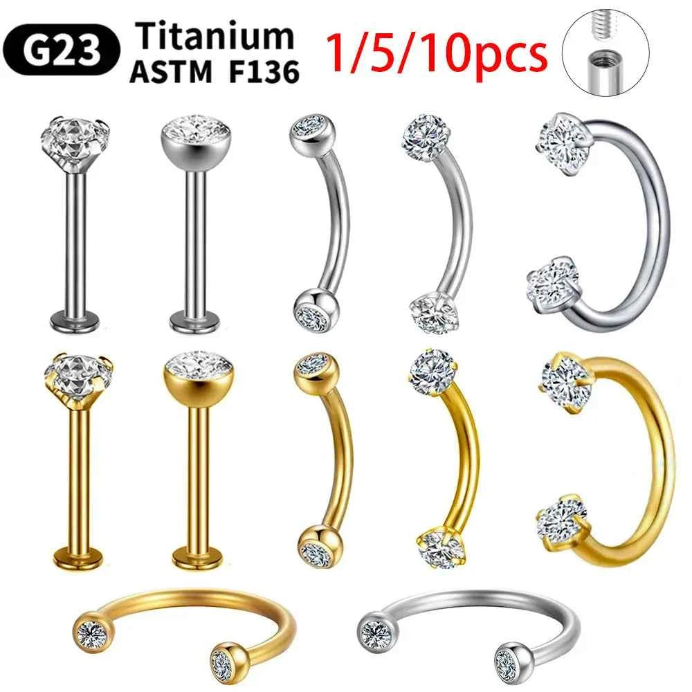 Titanium Piercings Labret Stud Lip Nose Eyebrow piercing kit