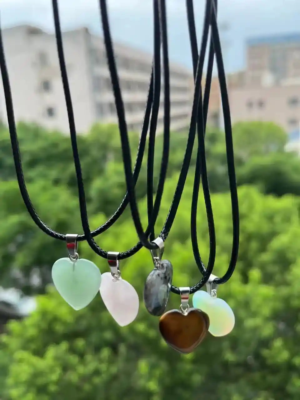 5pcs/Set Natural Stone And Crystal Necklace for Women Lovely Heart Shaped Choker - Pedlar's Attic
