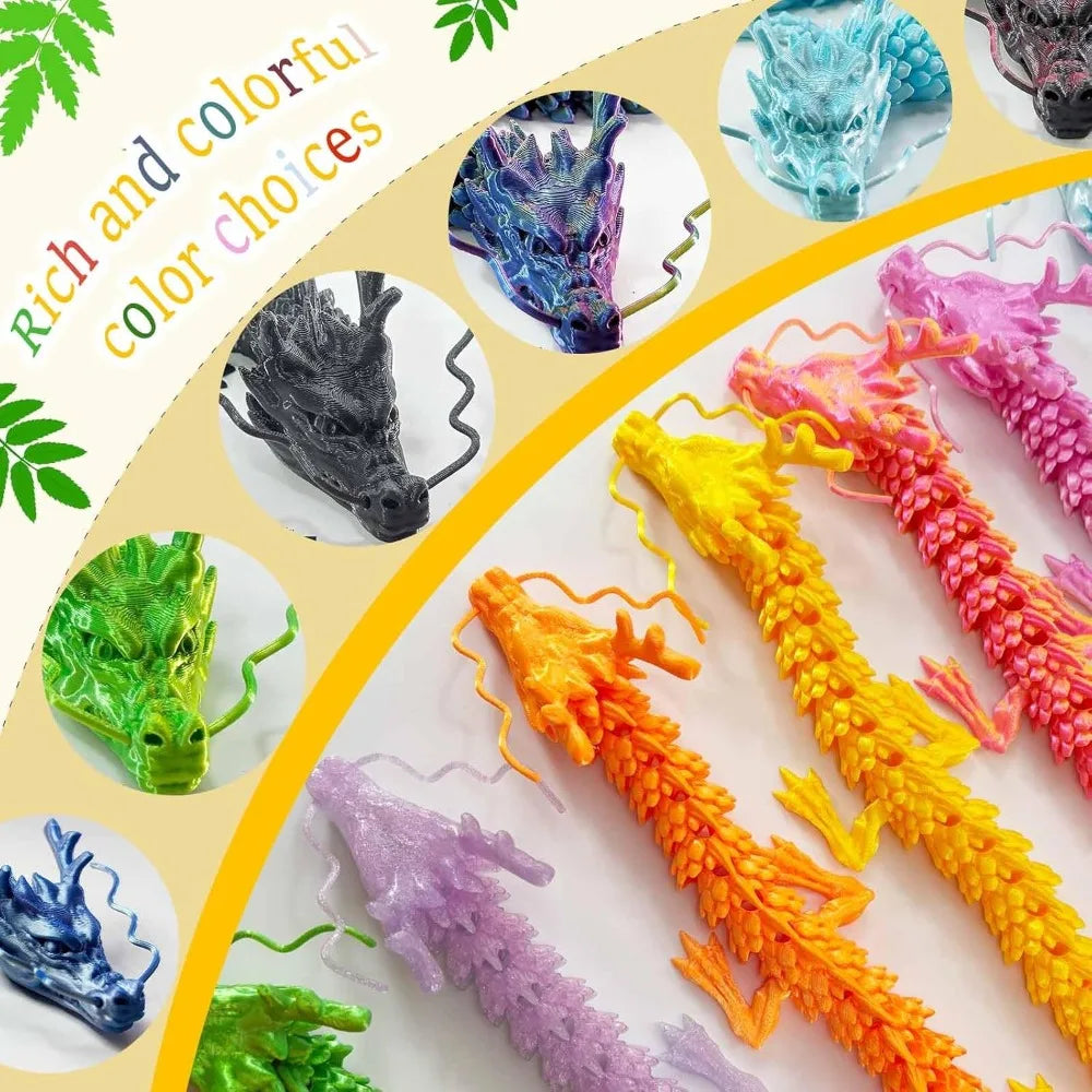3D Printed Conjoined Dragon Ornaments Movable Cartoon Creative Dragon Plants rockery Fish Tank Landscaping Decoration 30cm