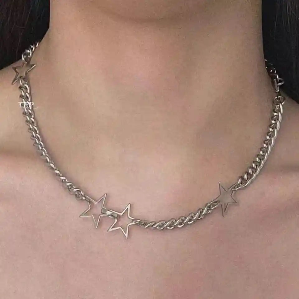 Black Star Cross, Red Heart Pendant, Ghost Claw Choker, Chain Necklace, Goth Vintage Grunge EMO Accessories - Pedlar's Attic