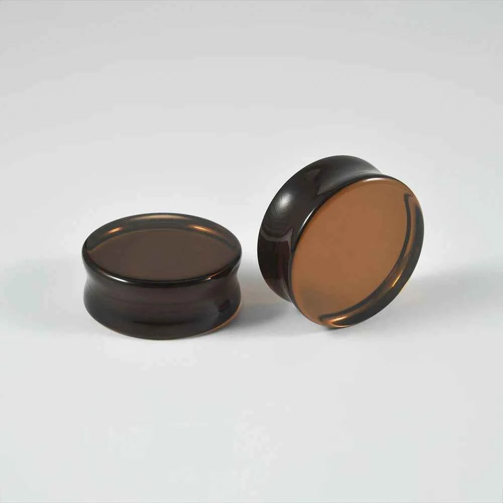 1PC Natural Glass Double Flared Ear Plugs Ear Tunnel Gauge