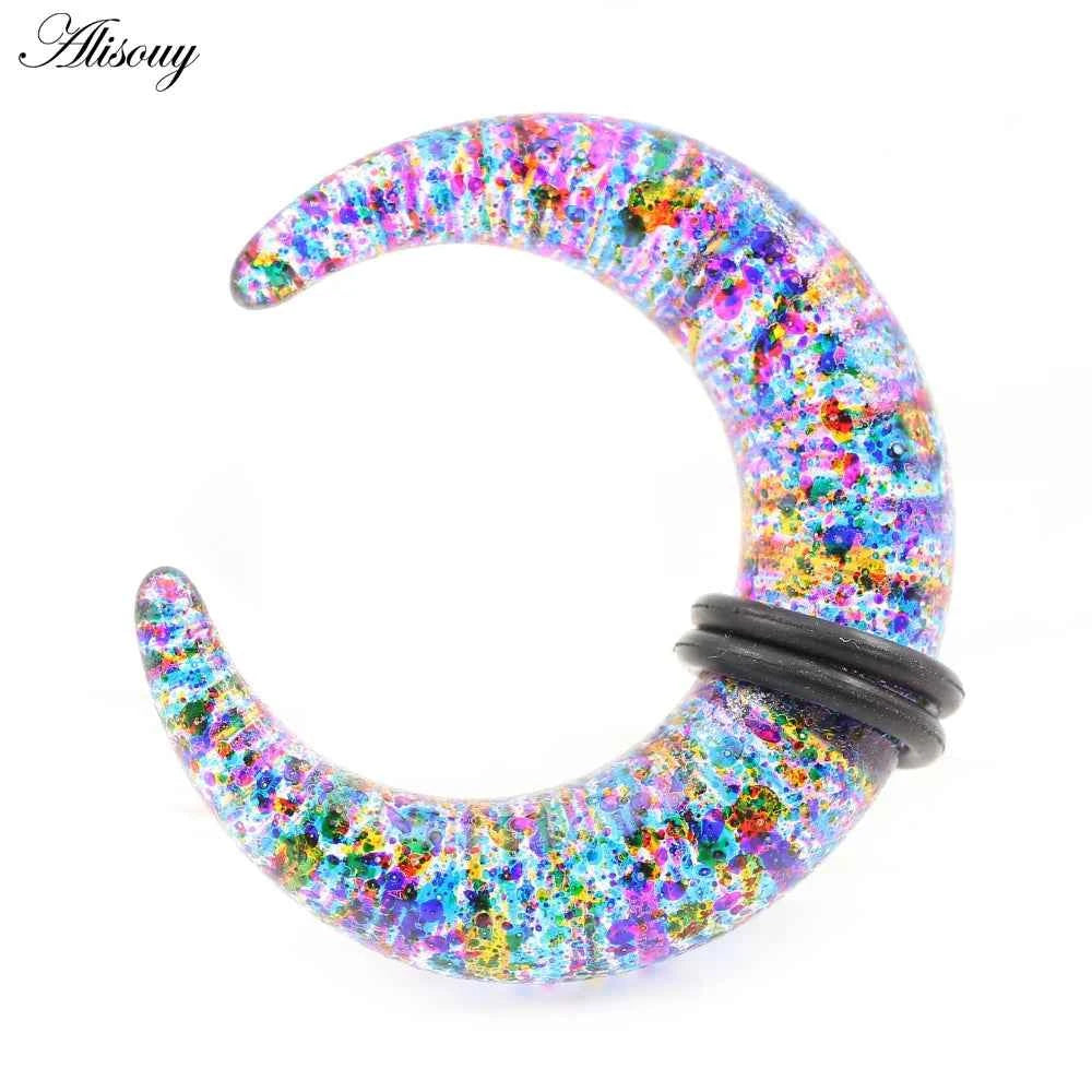 2pcs Acrylic C Sahpe Buffalo Horn Ear Pincher Septum Rings Piercing Black Ear Taper Stretcher Expander Body Jewelry 1.6mm-16mm
