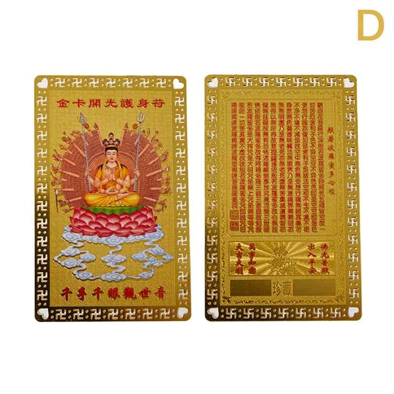 Collection Tibetan Buddhism Exquisite Copper Card Amulet Thangka Fortune Card Buddha Safe And Good Luck Card Gift