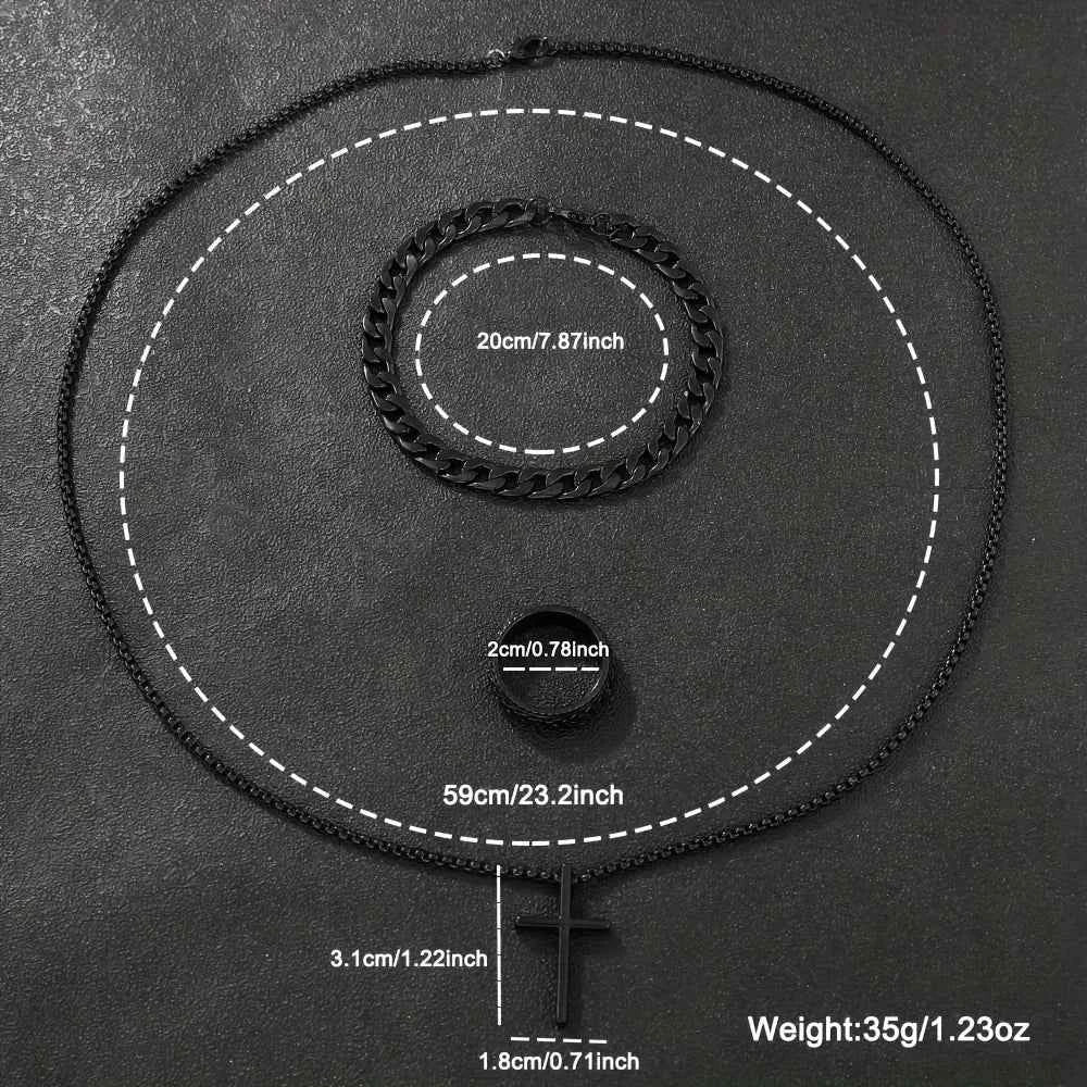 4-piece/set men's black minimalist quartz watch set