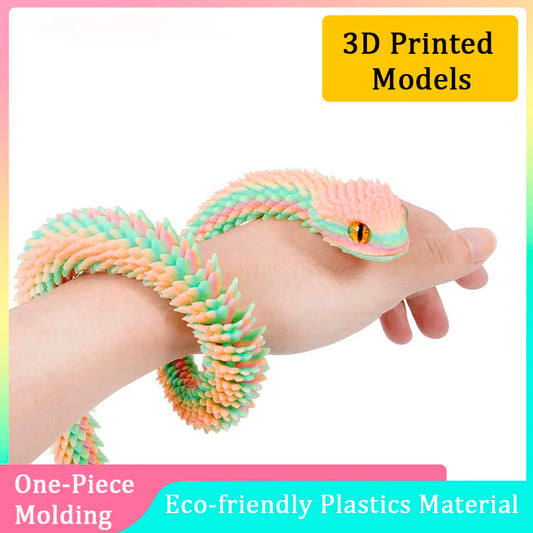 3D Printed Snake Decoration Colorful Model 3D Printed Animals Creative Toy Desk Accessories Room Decor Table Ornament 3 Sizes