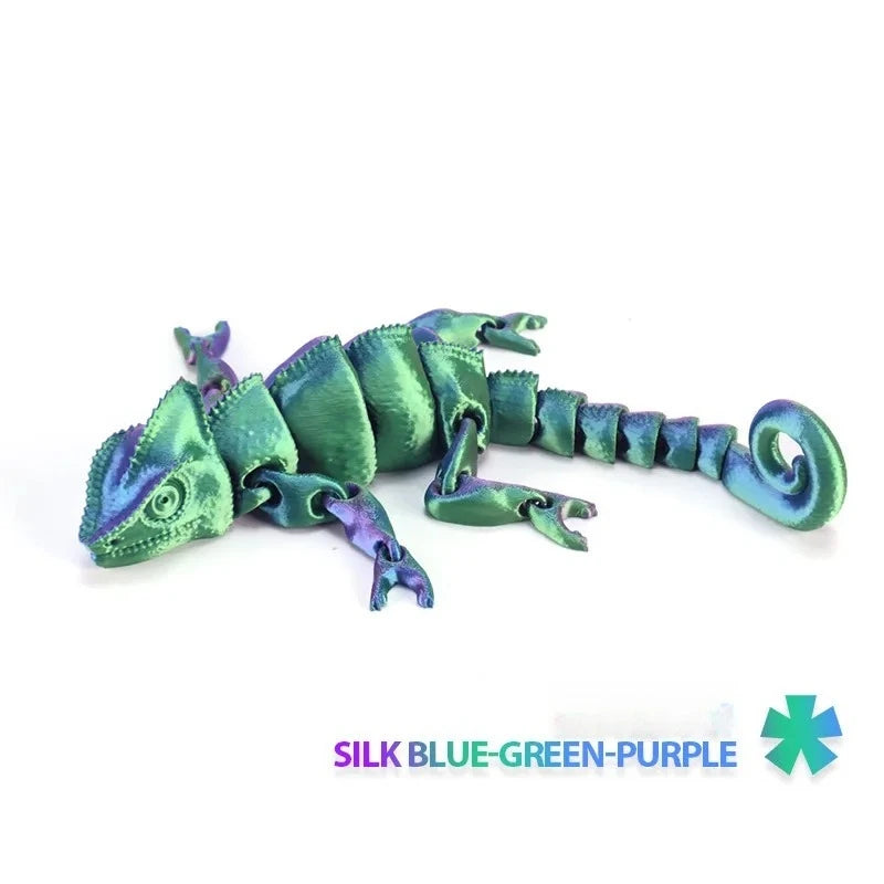 Fashion 3D Printed Dragon Chameleon Multi-joint Movable for Home Decoration Simulation Pet Lizard Model Toy
